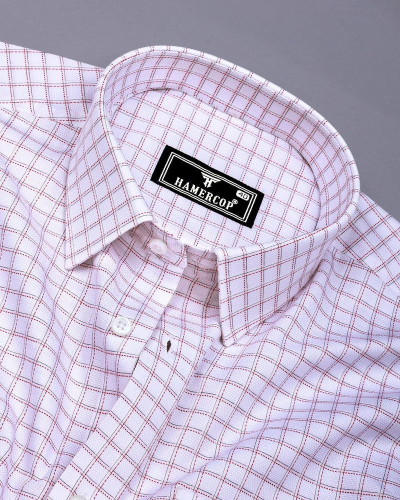 Chromis Red With White Check Dobby Premium Giza Shirt