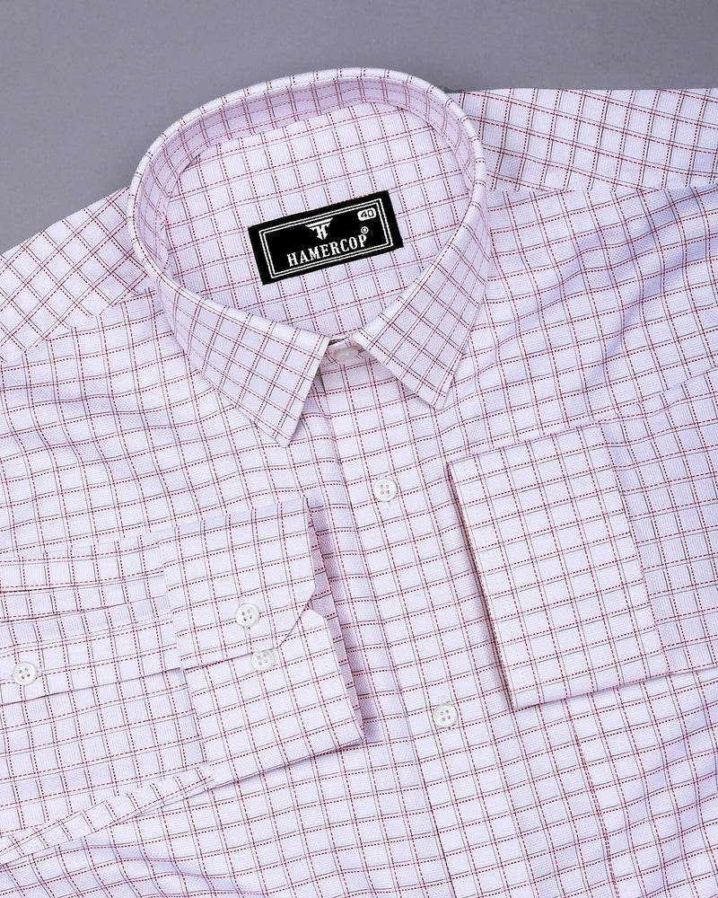 Chromis Red With White Check Dobby Premium Giza Shirt