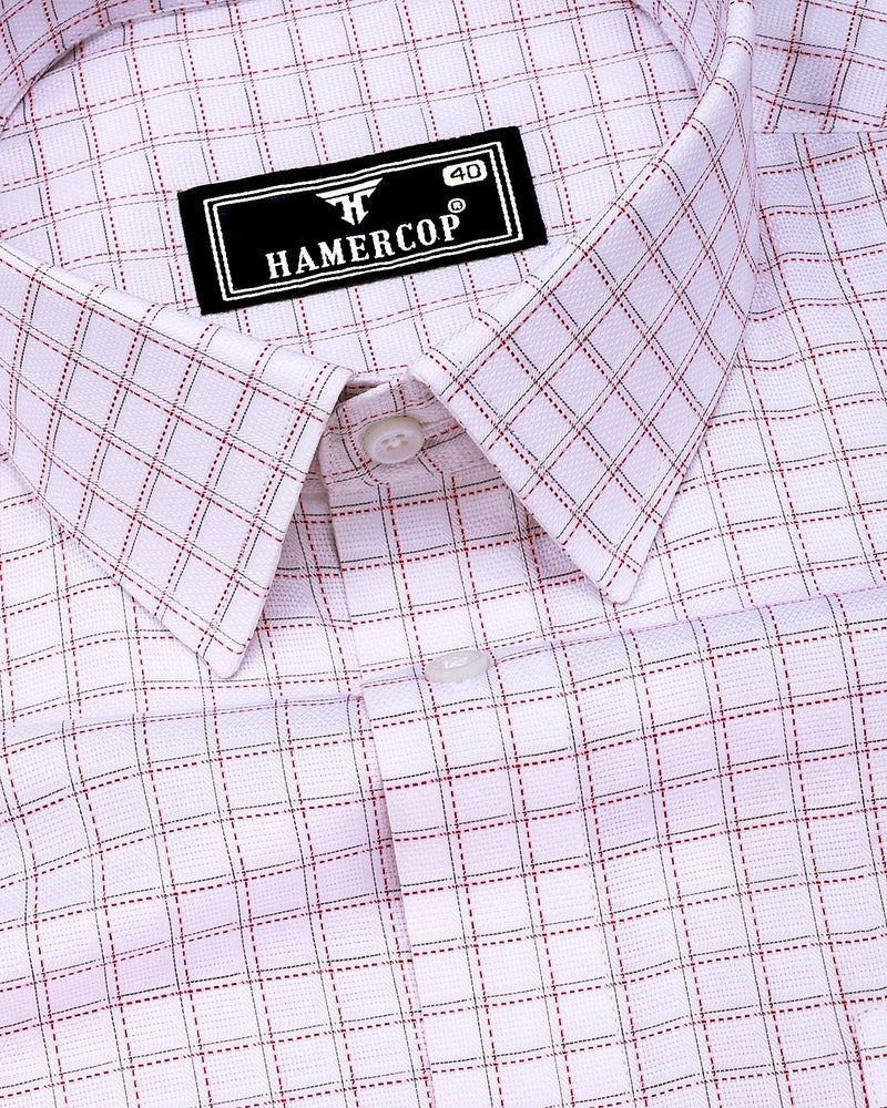Chromis Red With White Check Dobby Premium Giza Shirt
