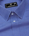 Skypitta Blue With White Dobby Textured Cotton Shirt
