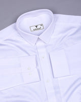 Rabbit White Self Stripe Premium Giza Shirt