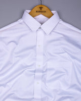 Rabbit White Self Stripe Premium Giza Shirt