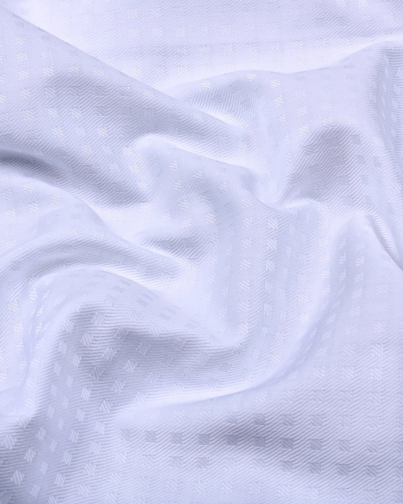 Snowfall White Self Box Check Premium Giza Shirt