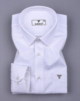 Snowfall White Self Box Check Premium Giza Shirt
