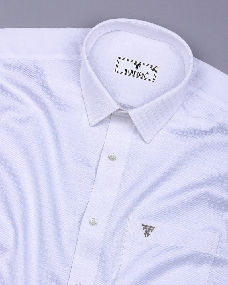 Snowfall White Self Box Check Premium Giza Shirt