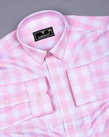 Lorena Pink With White Check Premium Giza Shirt