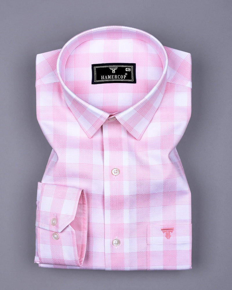 Lorena Pink With White Check Premium Giza Shirt