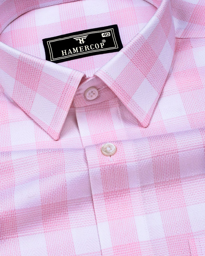 Lorena Pink With White Check Premium Giza Shirt