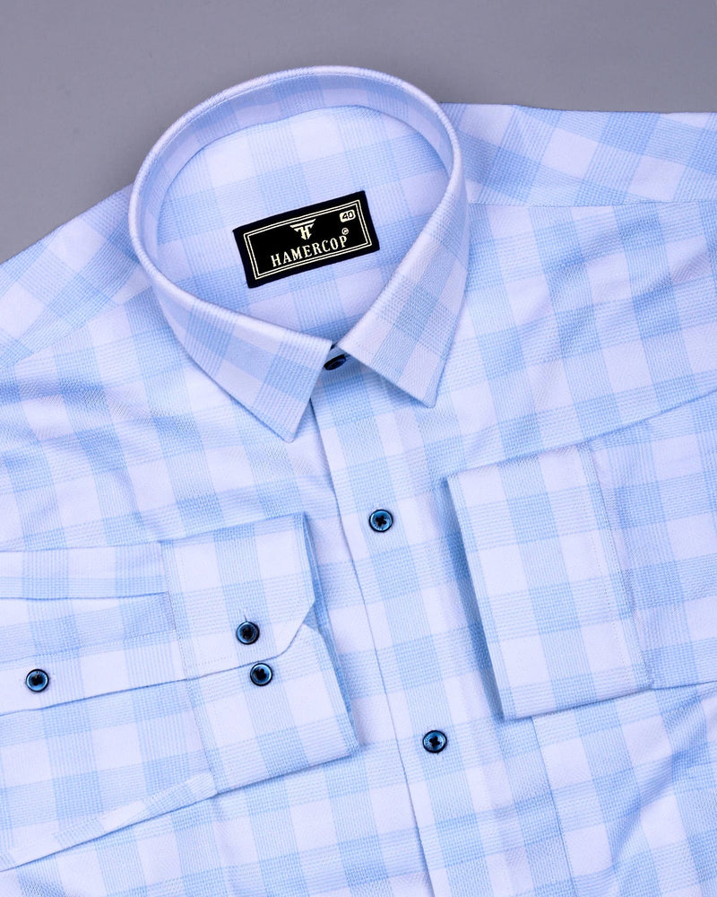 Lorena Blue With White Check Premium Giza Shirt