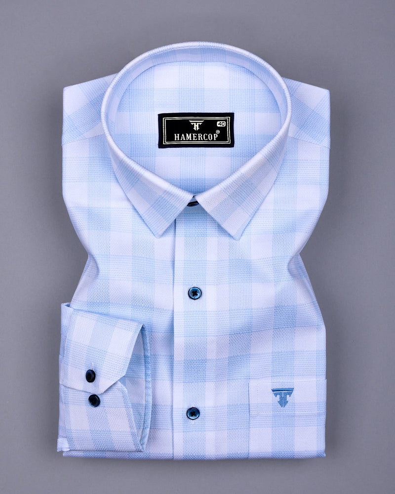 Lorena Blue With White Check Premium Giza Shirt