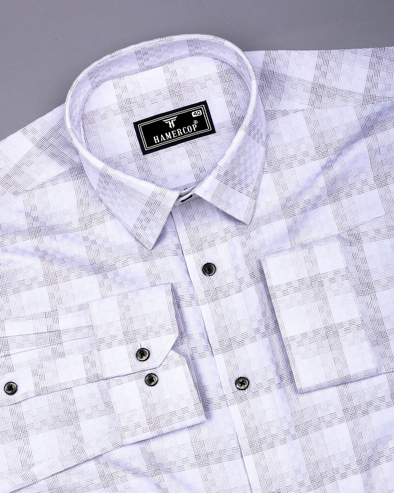 Swiss Gray With White Box Premium Giza Shirt