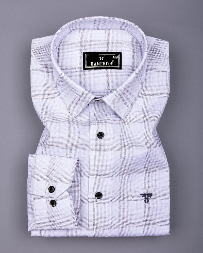 Swiss Gray With White Box Premium Giza Shirt