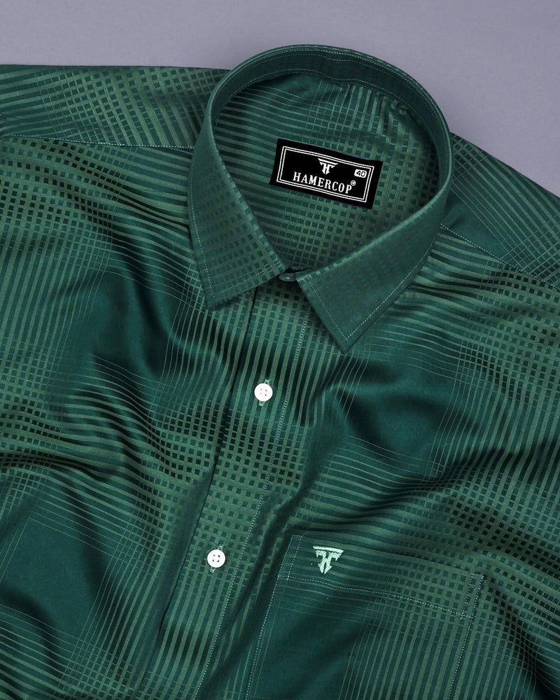 Ajax Green Jacquard Check Premium Giza Shirt