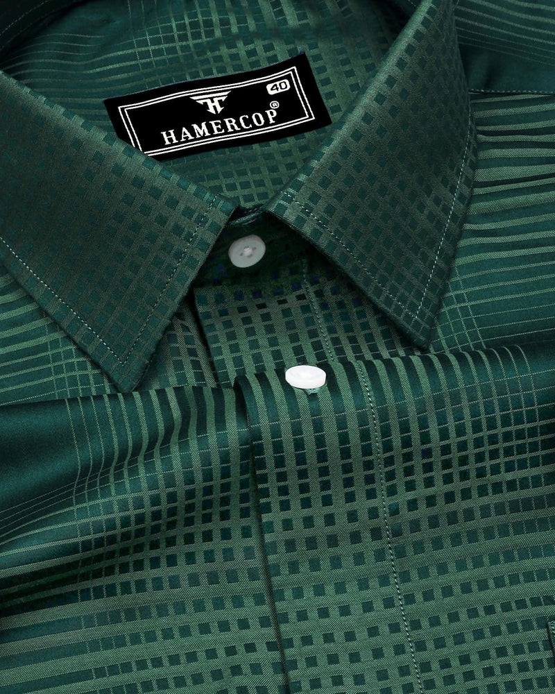 Ajax Green Jacquard Check Premium Giza Shirt