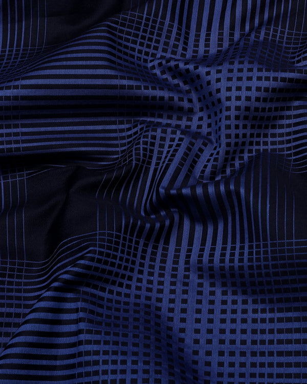 Ajax Blue Jacquard Check Premium Giza Shirt