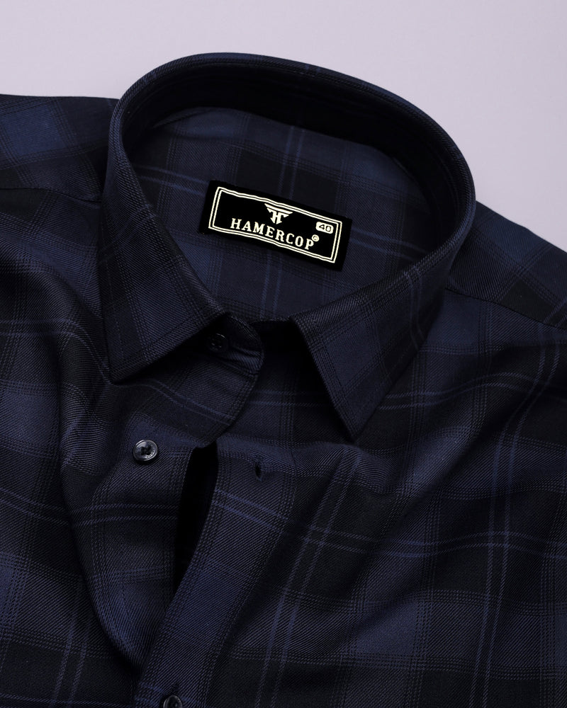 Granite Gray With Black Twill Check Cotton Shirt