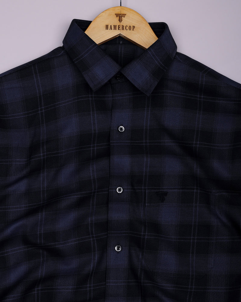 Granite Gray With Black Twill Check Cotton Shirt