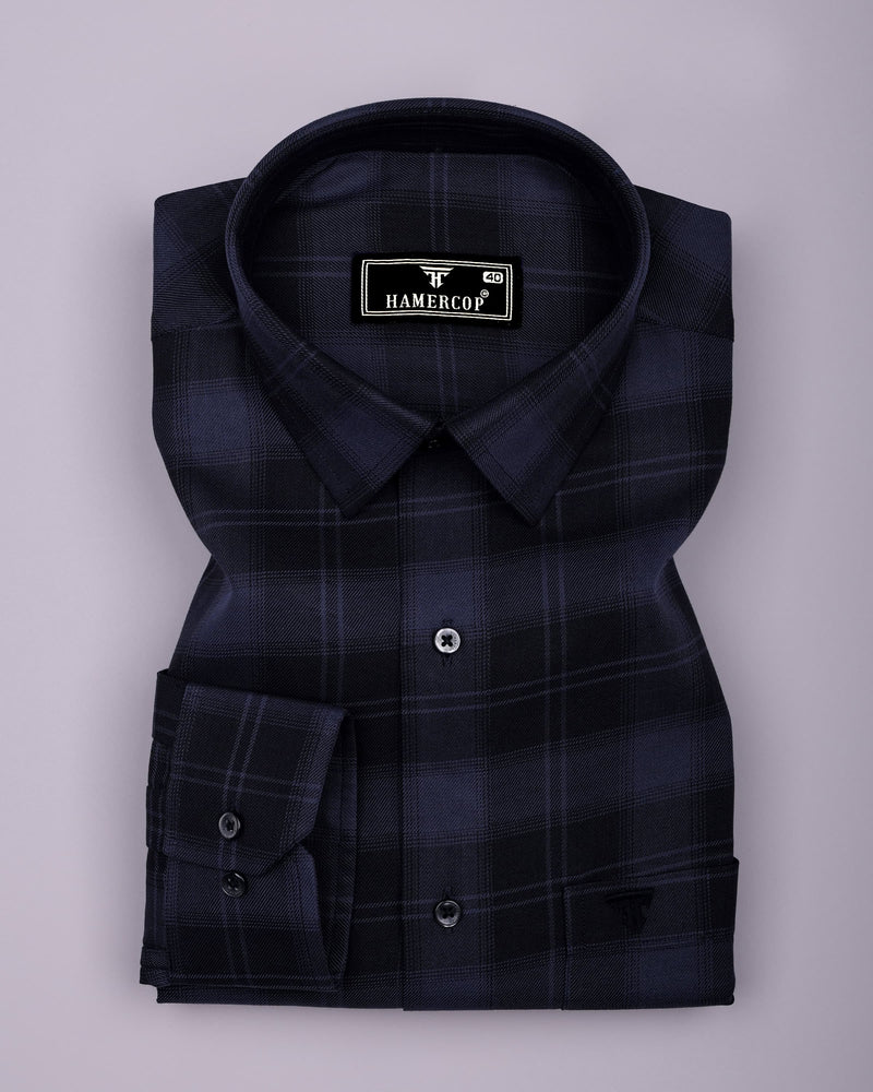 Granite Gray With Black Twill Check Cotton Shirt