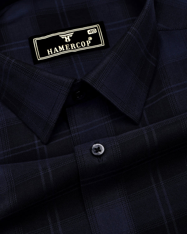 Granite Gray With Black Twill Check Cotton Shirt