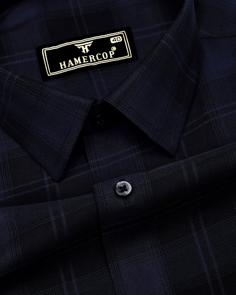 Granite Gray With Black Twill Check Cotton Shirt