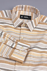 Grey with light and dark brown line vintage stripe shirt