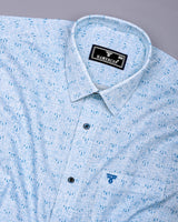 Tifton Blue Arrow Printed Linen Cotton Shirt