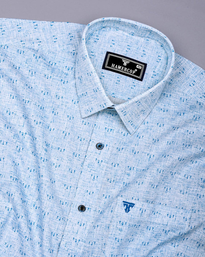 Tifton Blue Arrow Printed Linen Cotton Shirt
