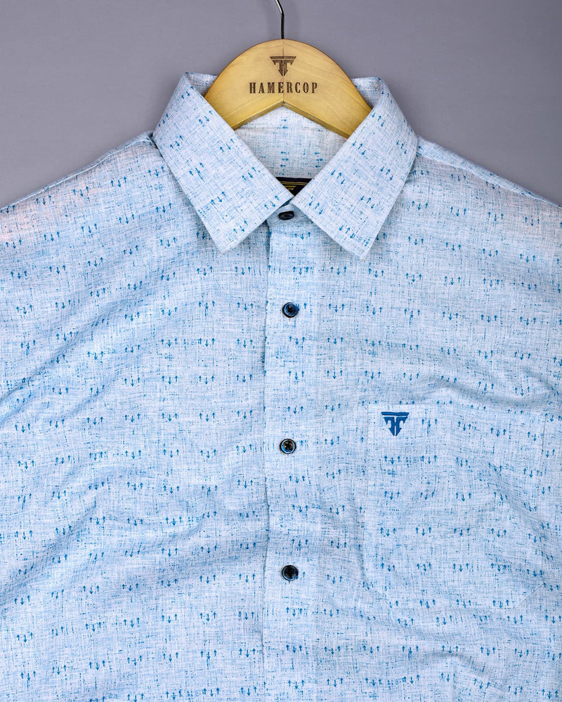 Tifton Blue Arrow Printed Linen Cotton Shirt