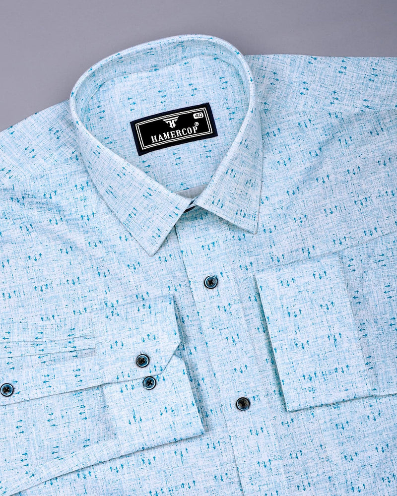 Tifton Blue Arrow Printed Linen Cotton Shirt