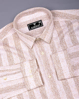 Unity Cream With White Printed Linen Cotton Shirt