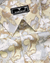 Pintag Cream With White Optical Printed Cotton Shirt