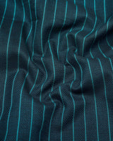 Teal Green Weft Stripe Python Textured Dobby Cotton Shirt