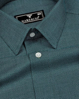 Tonota Green With White Textured Dobby Cotton Shirt