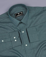 Tonota Green With White Textured Dobby Cotton Shirt