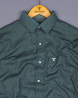 Tonota Green With White Textured Dobby Cotton Shirt