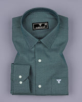 Tonota Green With White Textured Dobby Cotton Shirt