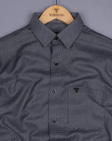 Tonota Black With White Textured Dobby Cotton Shirt