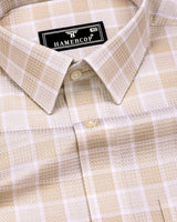 Obrov Cream With White Waffle Dobby Check Shirt