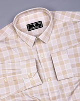 Obrov Cream With White Waffle Dobby Check Shirt