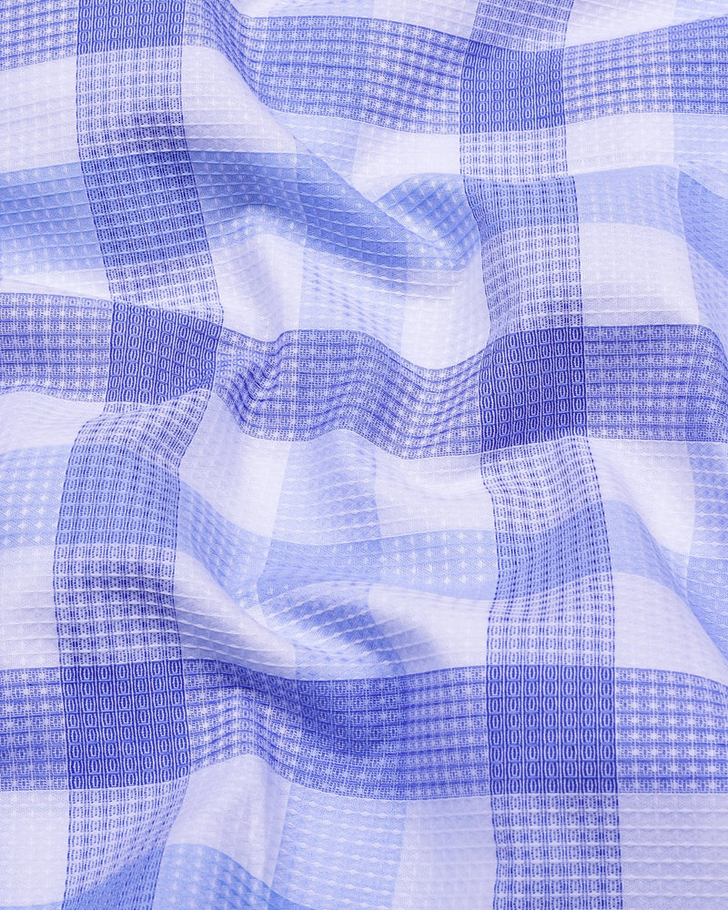 Resen Blue With White Waffle Dobby Check Shirt