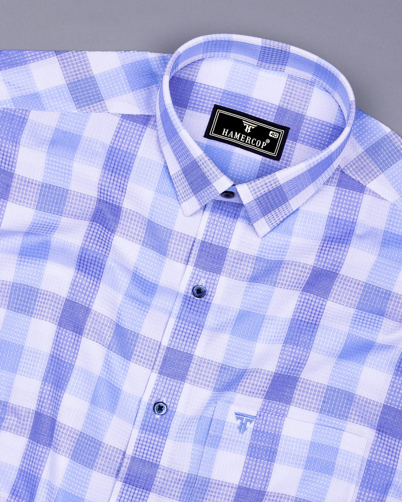 Resen Blue With White Waffle Dobby Check Shirt