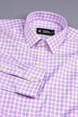 White with purple and blue Lines classic twill check shirt