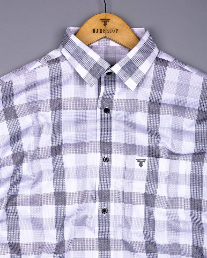 Resen Gray With White Waffle Dobby Check Shirt