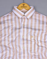 Vimcy Cream With White Dobby Stripe Cotton Shirt