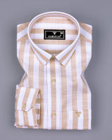 Vimcy Cream With White Dobby Stripe Cotton Shirt