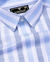 Cento Blue With White Stripe Dobby Cotton Shirt