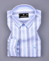 Cento Blue With White Stripe Dobby Cotton Shirt