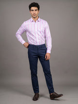 Cento Pink With White Stripe Dobby Cotton Shirt