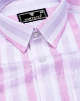 Cento Pink With White Stripe Dobby Cotton Shirt