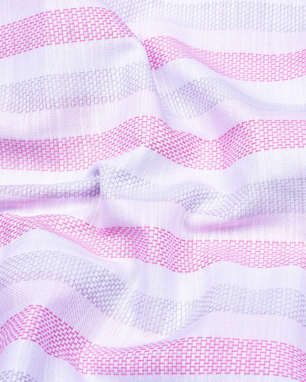 Cento Pink With White Stripe Dobby Cotton Shirt